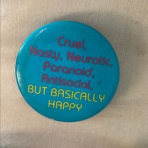 Vintage Colorful Button with Humorous Text
